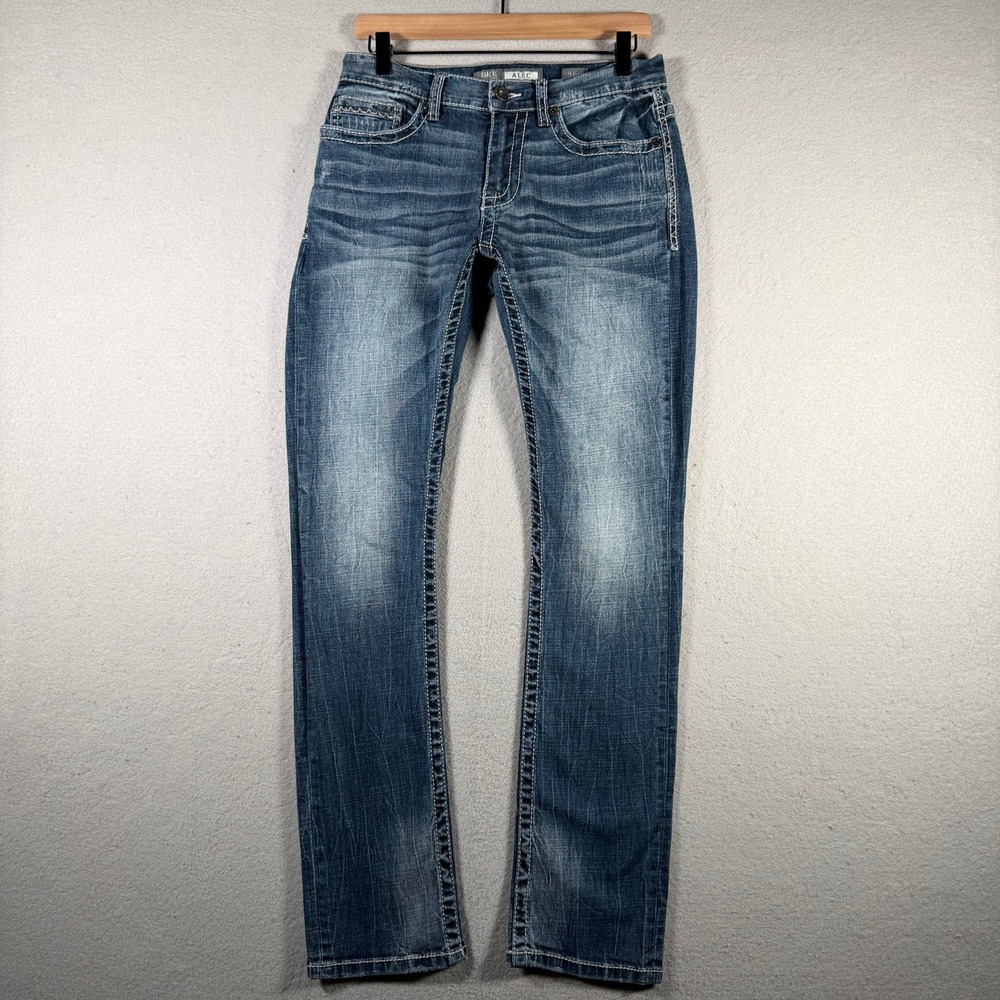 BKE Alec Straight Leg Jeans Mens 30R Medium Wash Distressed MGS5032